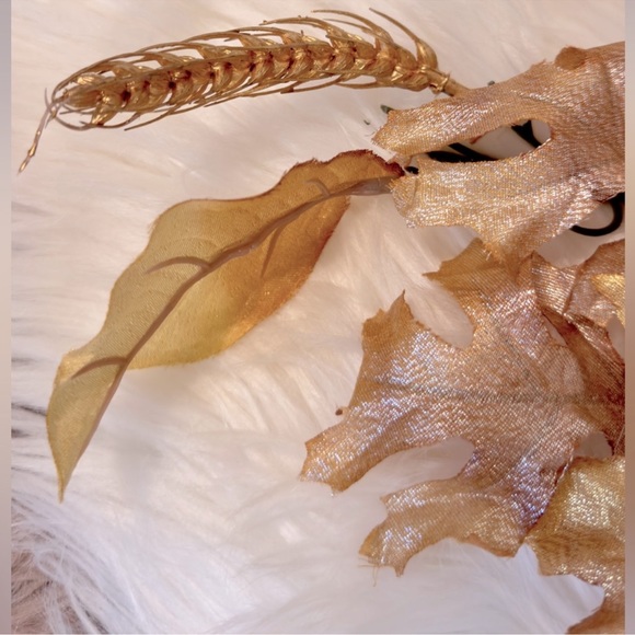 2 Champagne Gold Glitter Pine & Pumpkin Floral Sprays Christmas Tree Decoration - Picture 7 of 8